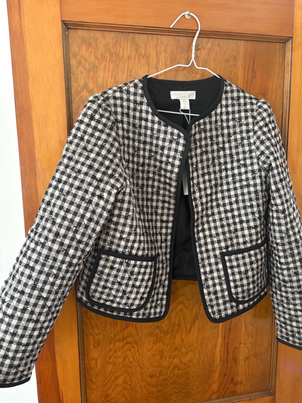 NWT Caroline Constas Black and White Quilted Spring Bomber Jacket